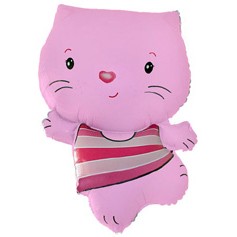 Шар (12''/30 см) Мини-фигура, Котенок, Розовый, 1 шт.