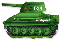 Шар (31''/79 см) Фигура, Танк T-34, Зеленый, 1 шт.