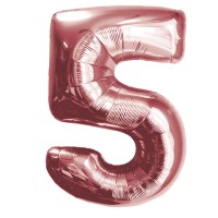 Шар (40''/102 см) Цифра, 5, Розовое Золото, в упаковке 1 шт.