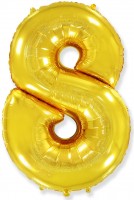 Шар (40''/102 см) Цифра, 8, Золото, 1 шт.