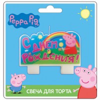 Свеча - надпись, С Днем Рождения, Свинка Пеппа, 9 х 5 см