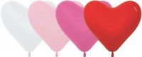 Сердце (12''/30 см) Ассорти Белый (005)/Розовый (009)/Фуше (012)/Красный (015), пастель, 100 шт.