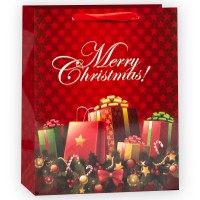 Пакет подарочный Счастливого Рождества! (подарки), Красный, 18*23*10 см