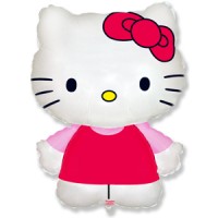 Шар (26''/66 см) Фигура, Котенок с бантиком, Розовый, 1 шт.