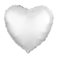 Шар (19''/48 см) Сердце, Белый жемчужный, Сатин, 1 шт.